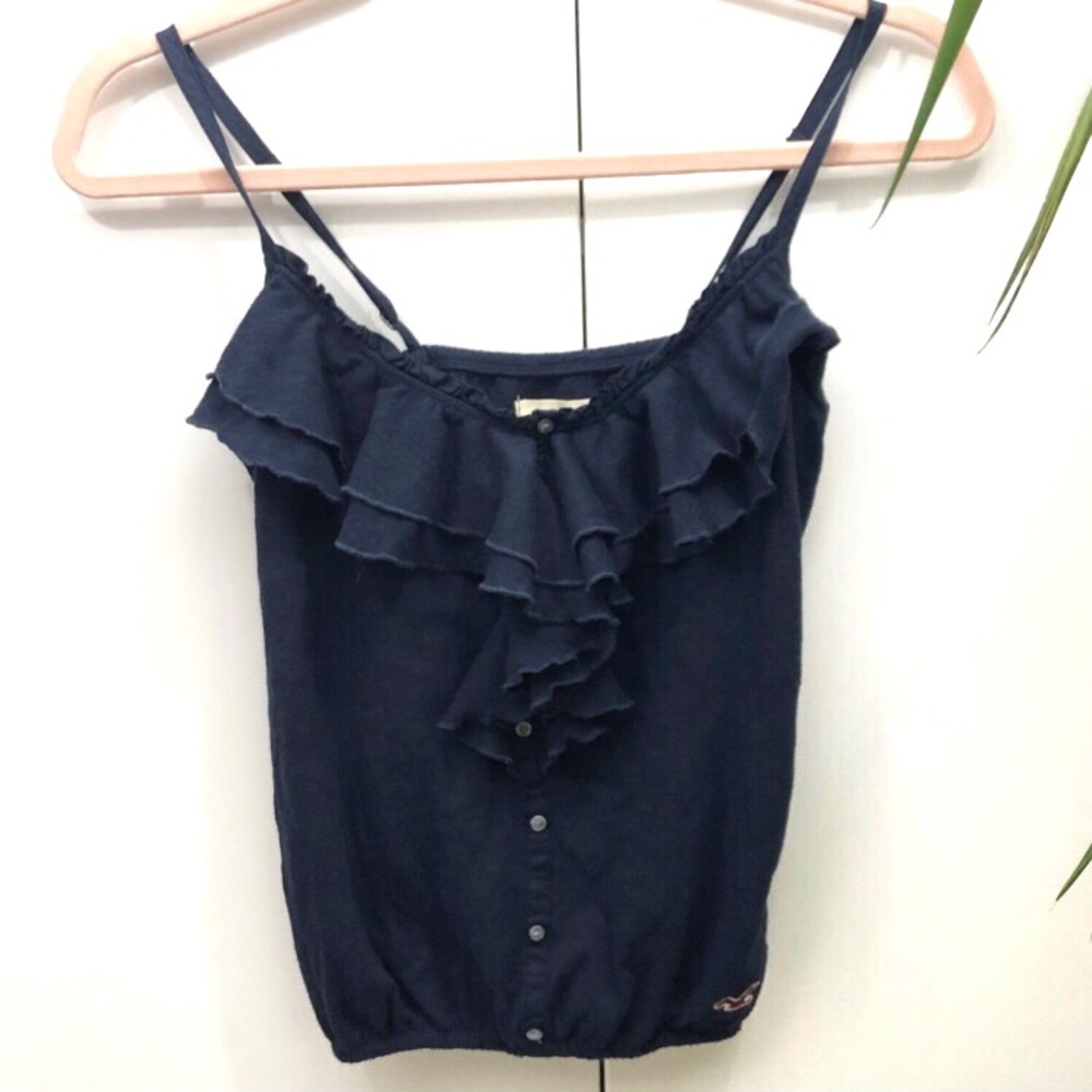 Hollister Navy ruffle tank top XS - Picture 1 of 4